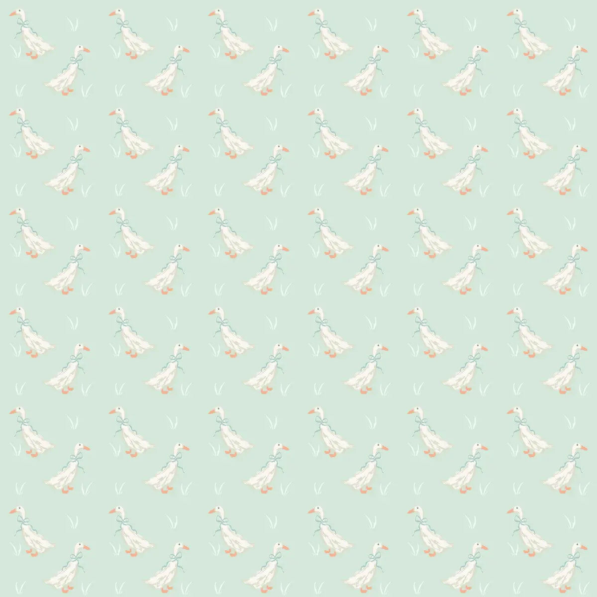 Gable Wallpaper - Ducks for Kids - by Studio Stephie - Sample 1 foot by 1 foot / Sage - Loomwell Home Goods