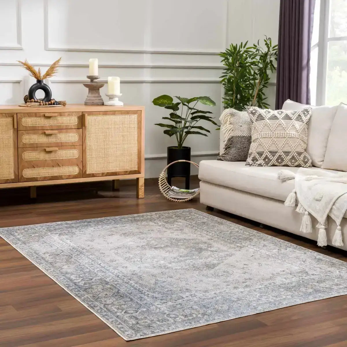 Gael Blue Washable Area Rug - Boutique Rugs
