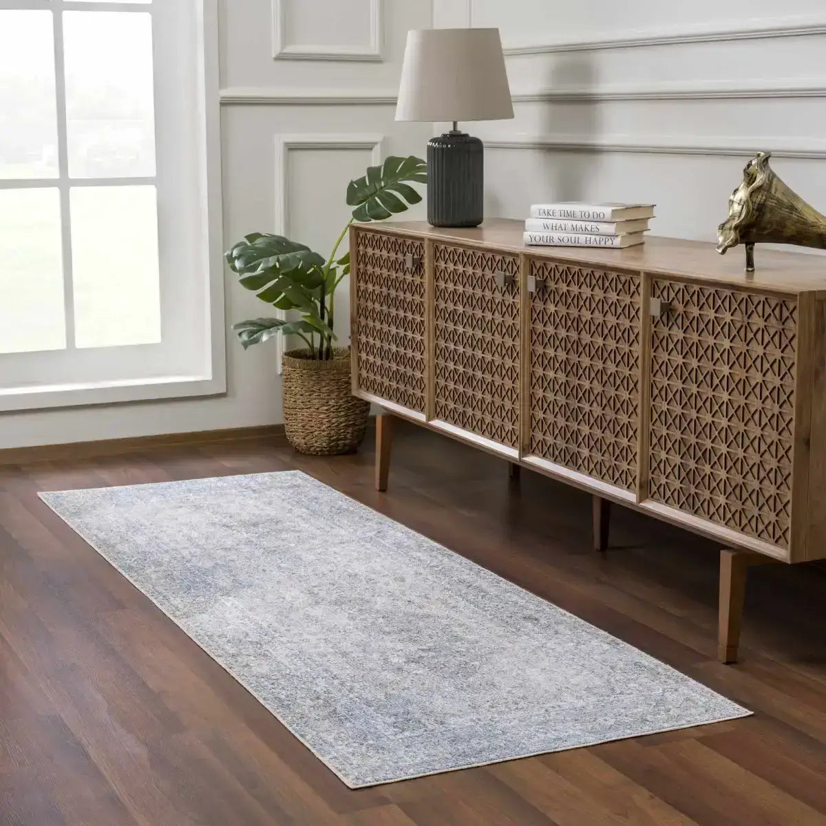 Gael Blue Washable Area Rug - Boutique Rugs