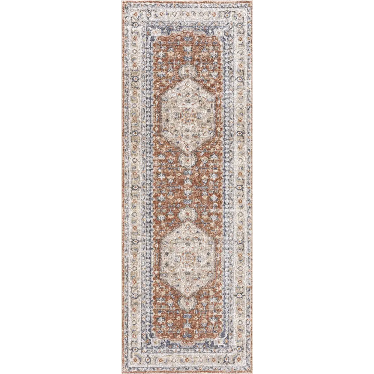 Gael Rust Washable Area Rug - 2’7’’ x 7’3’’ Runner - Boutique Rugs