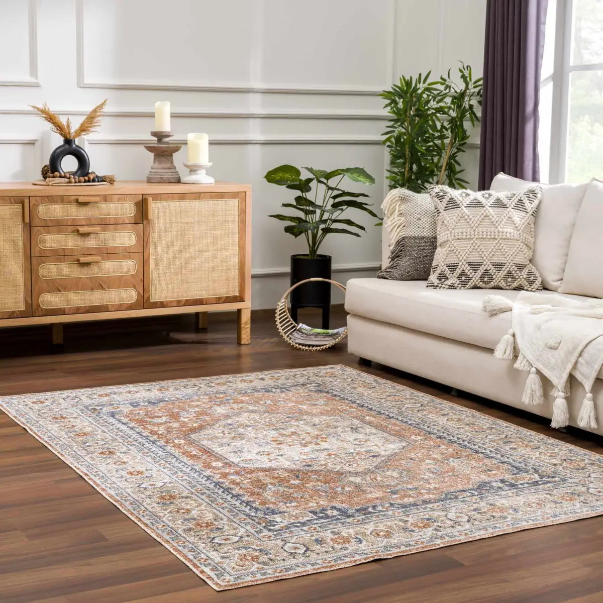 Gael Rust Washable Area Rug - 5’3’’ x 7’ Rectangle - Boutique Rugs