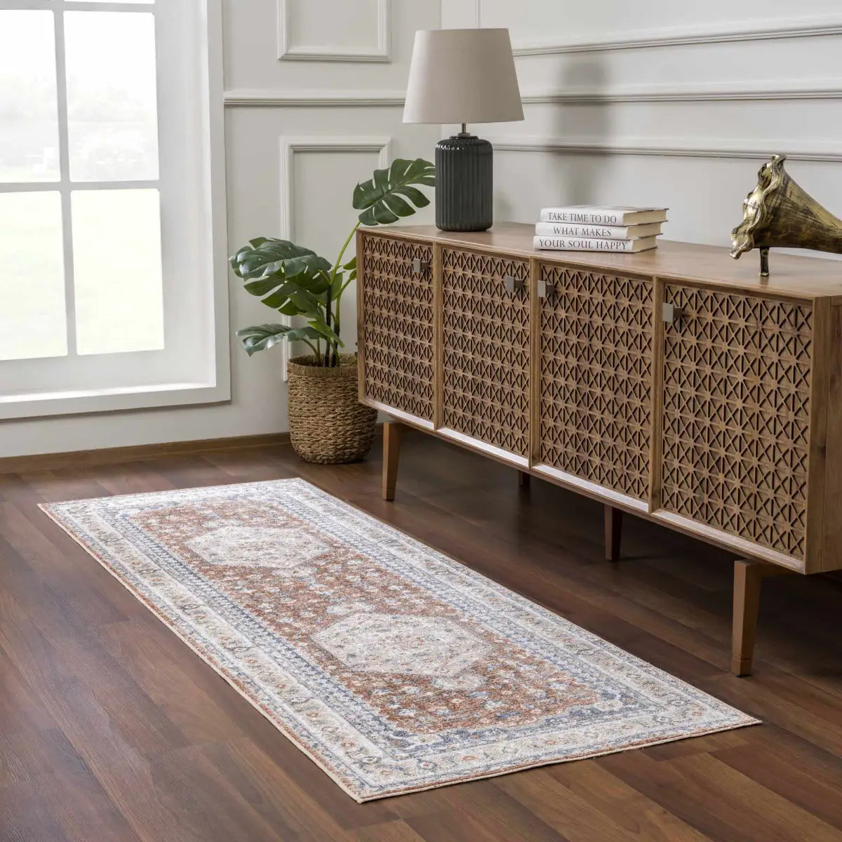 Gael Rust Washable Area Rug - Boutique Rugs