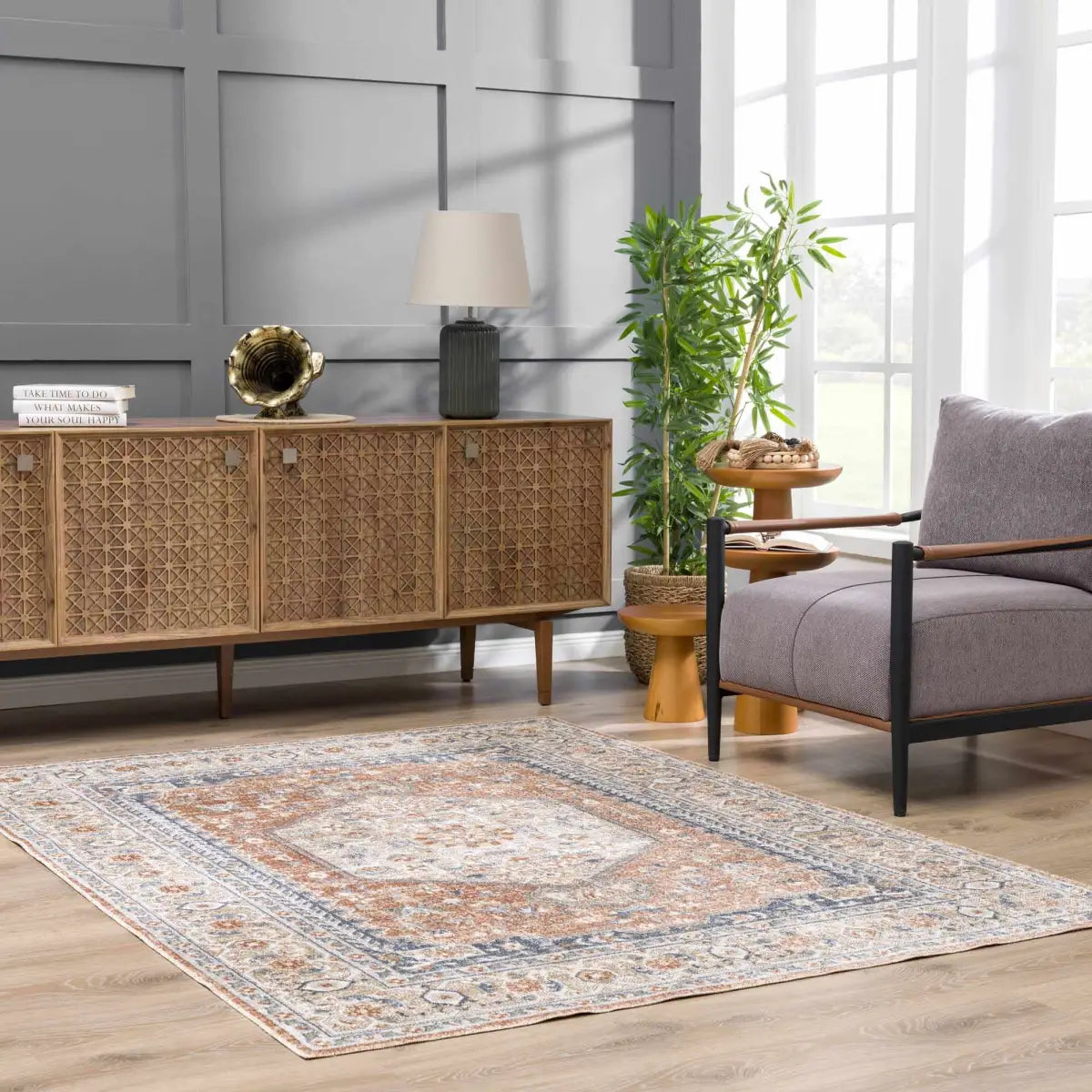 Gael Rust Washable Area Rug - Boutique Rugs