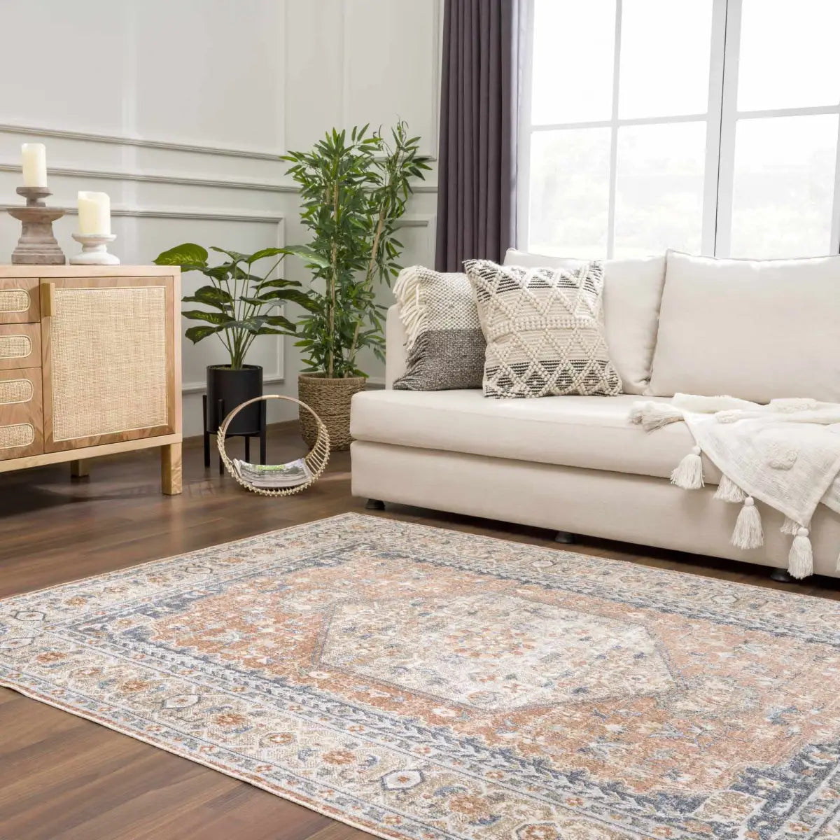 Gael Rust Washable Area Rug - Boutique Rugs