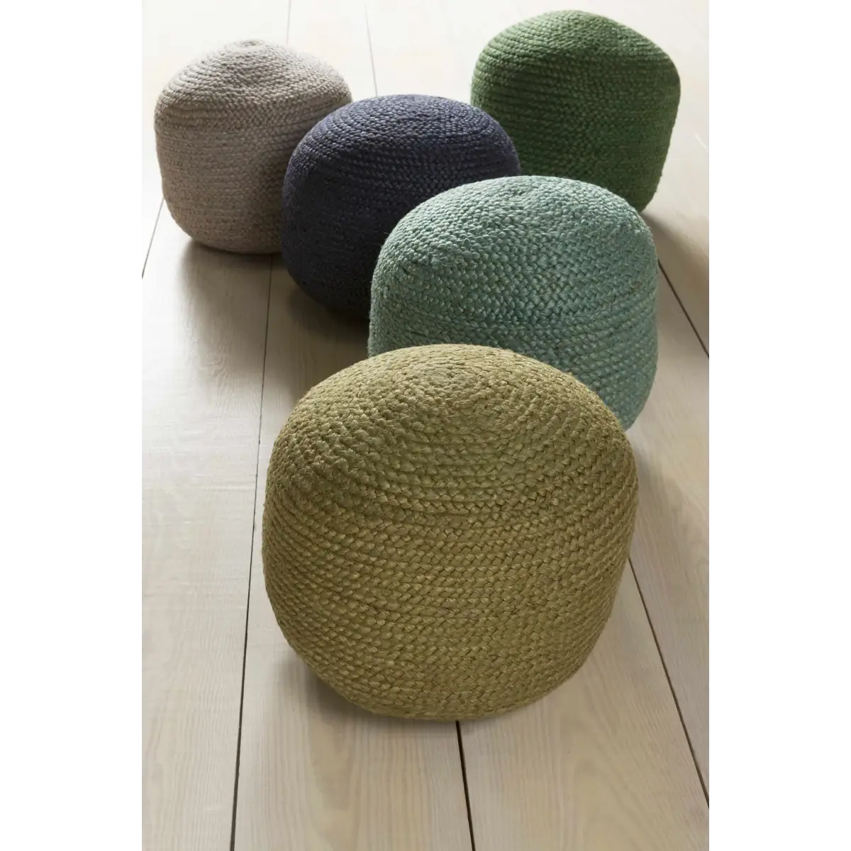 Gail Navy Jute Knitted Pouf - 19.75’’ x 19.75’’ x 16’’ Cylinder - Boutique Rugs