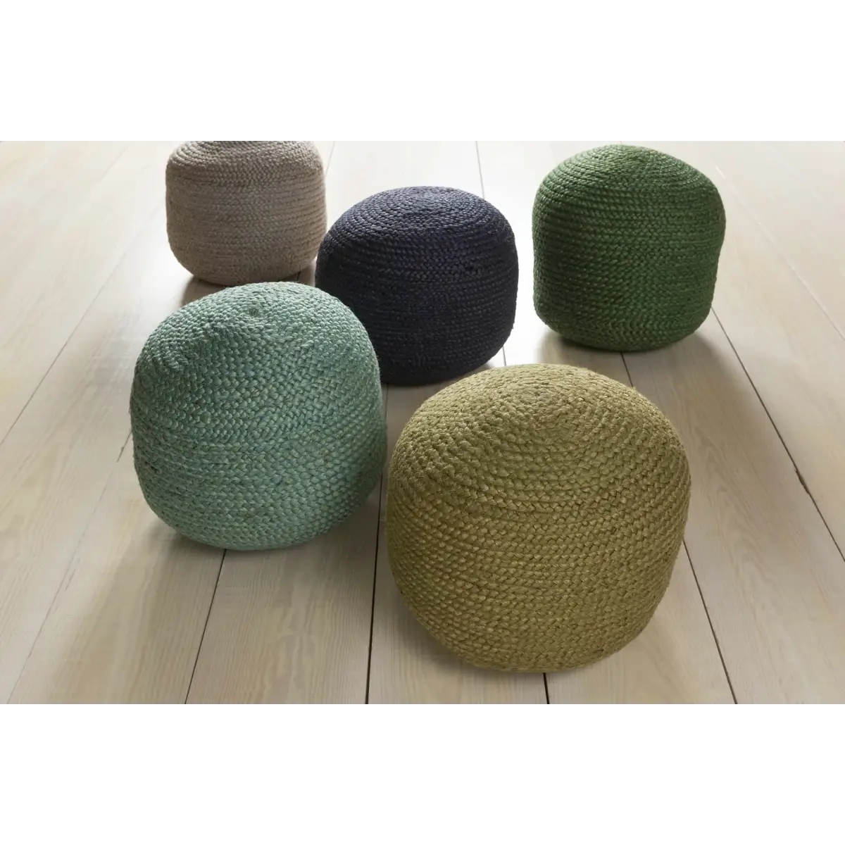 Gail Navy Jute Knitted Pouf - 19.75’’ x 19.75’’ x 16’’ Cylinder - Boutique Rugs