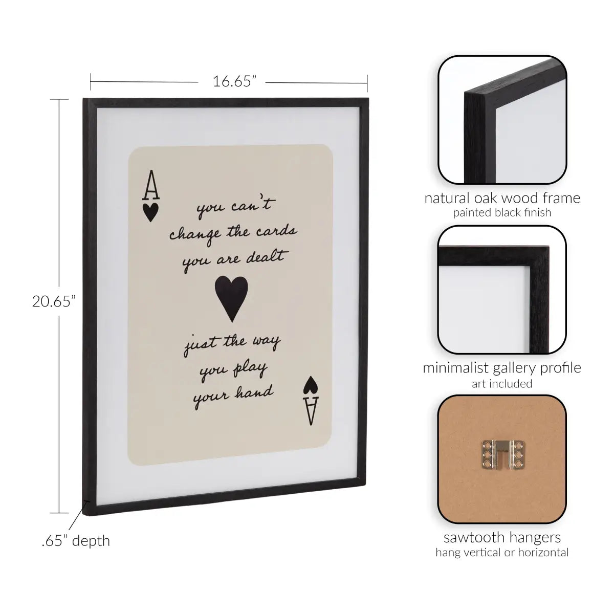 Framed Canvas Art - Ace of Heart Cards Positive Quote - kateandlaurel