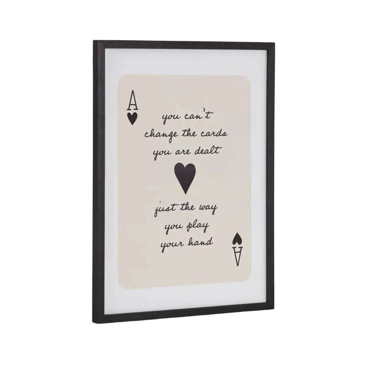 Framed Canvas Art - Ace of Heart Cards Positive Quote - Black / 12x16 - kateandlaurel