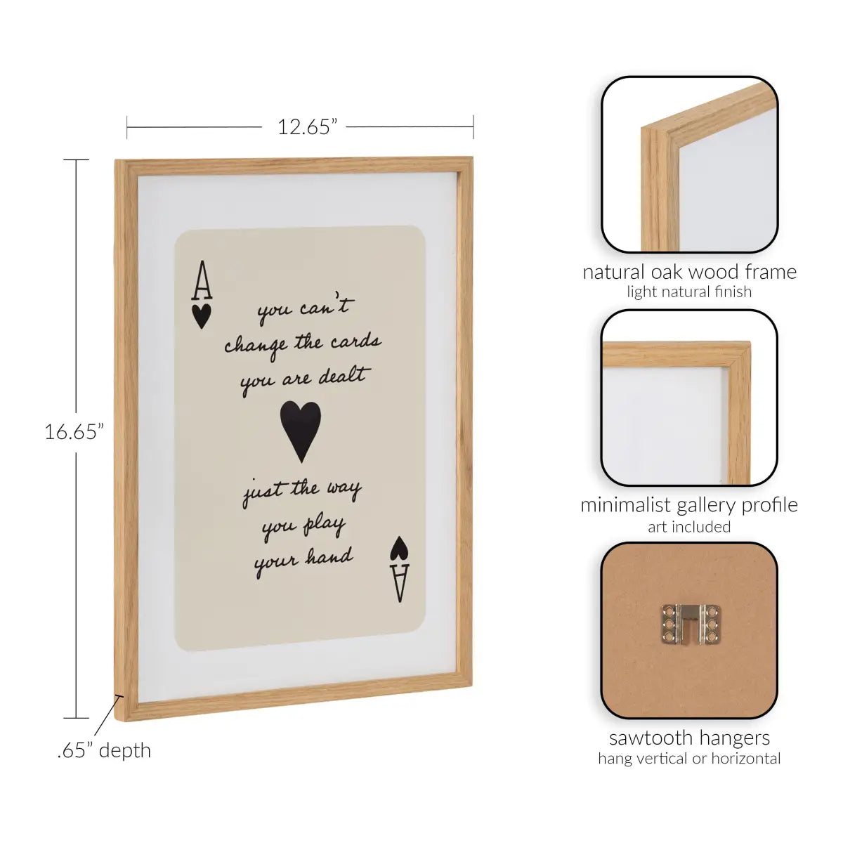 Framed Canvas Art - Ace of Heart Cards Positive Quote - kateandlaurel
