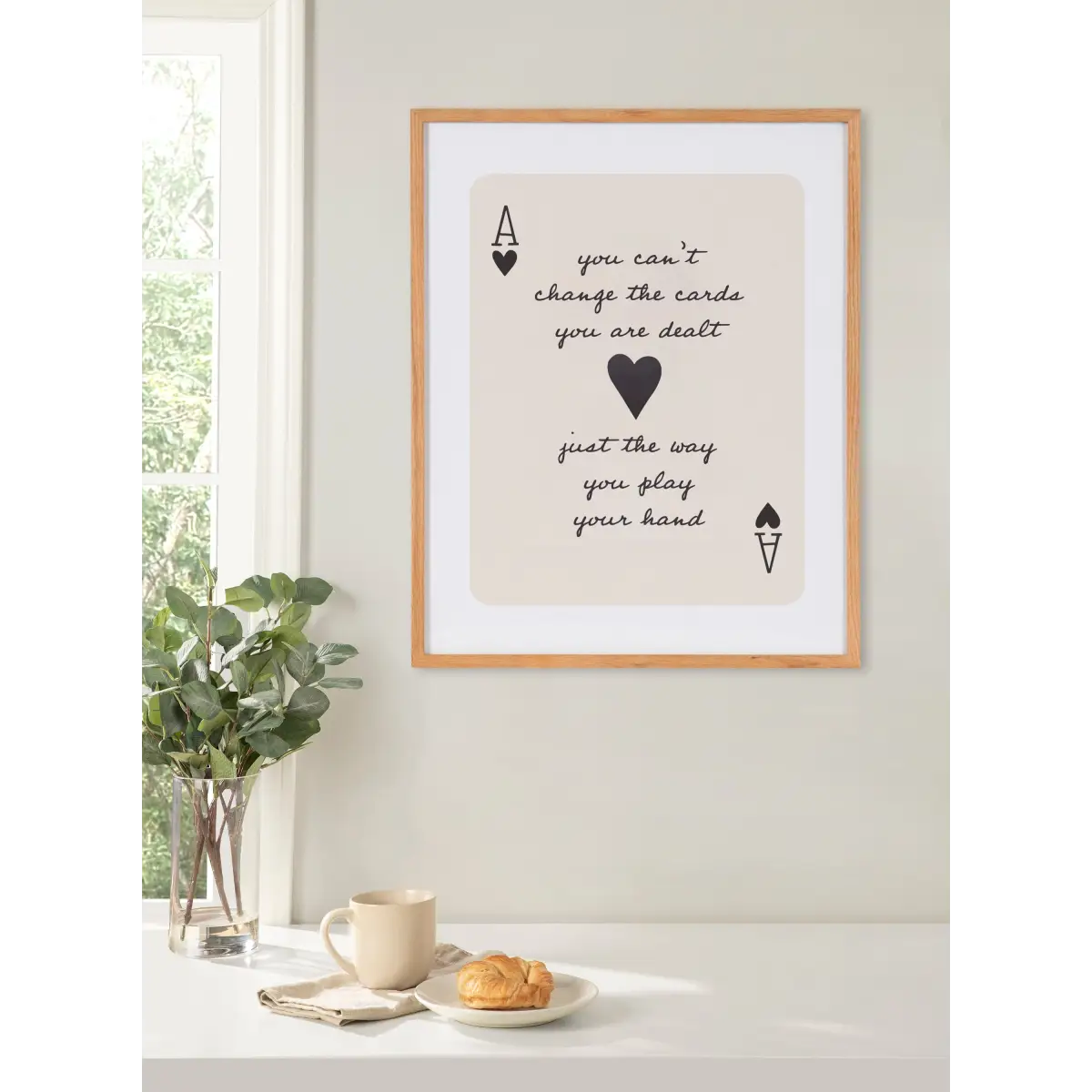 Framed Canvas Art - Ace of Heart Cards Positive Quote - kateandlaurel