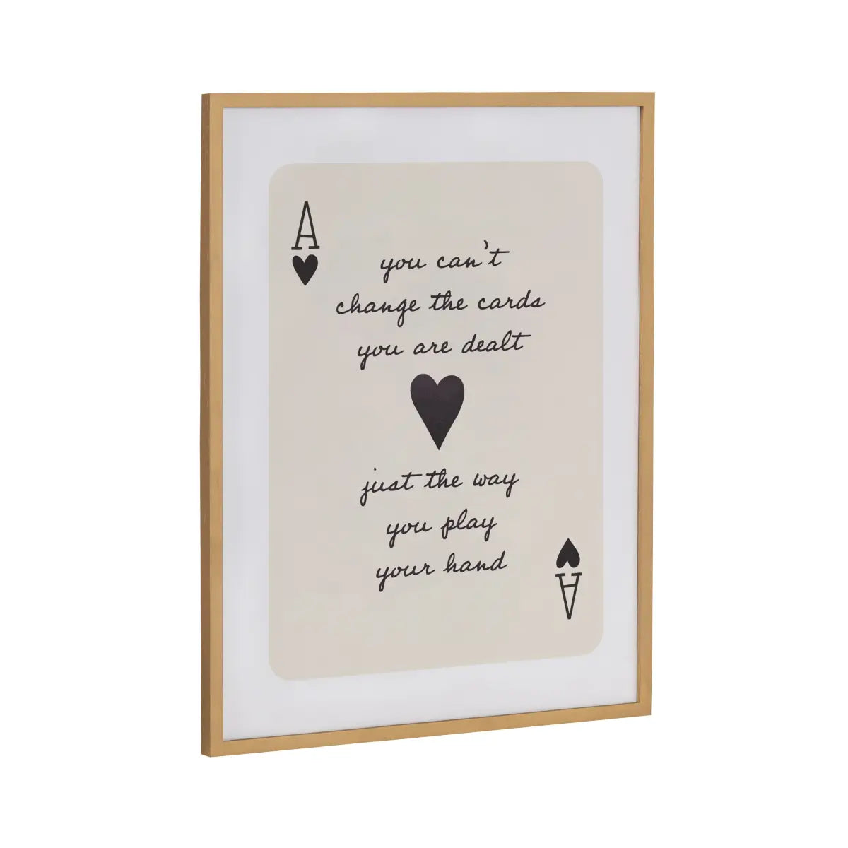 Framed Canvas Art - Ace of Heart Cards Positive Quote - Gold / 16x20 - kateandlaurel