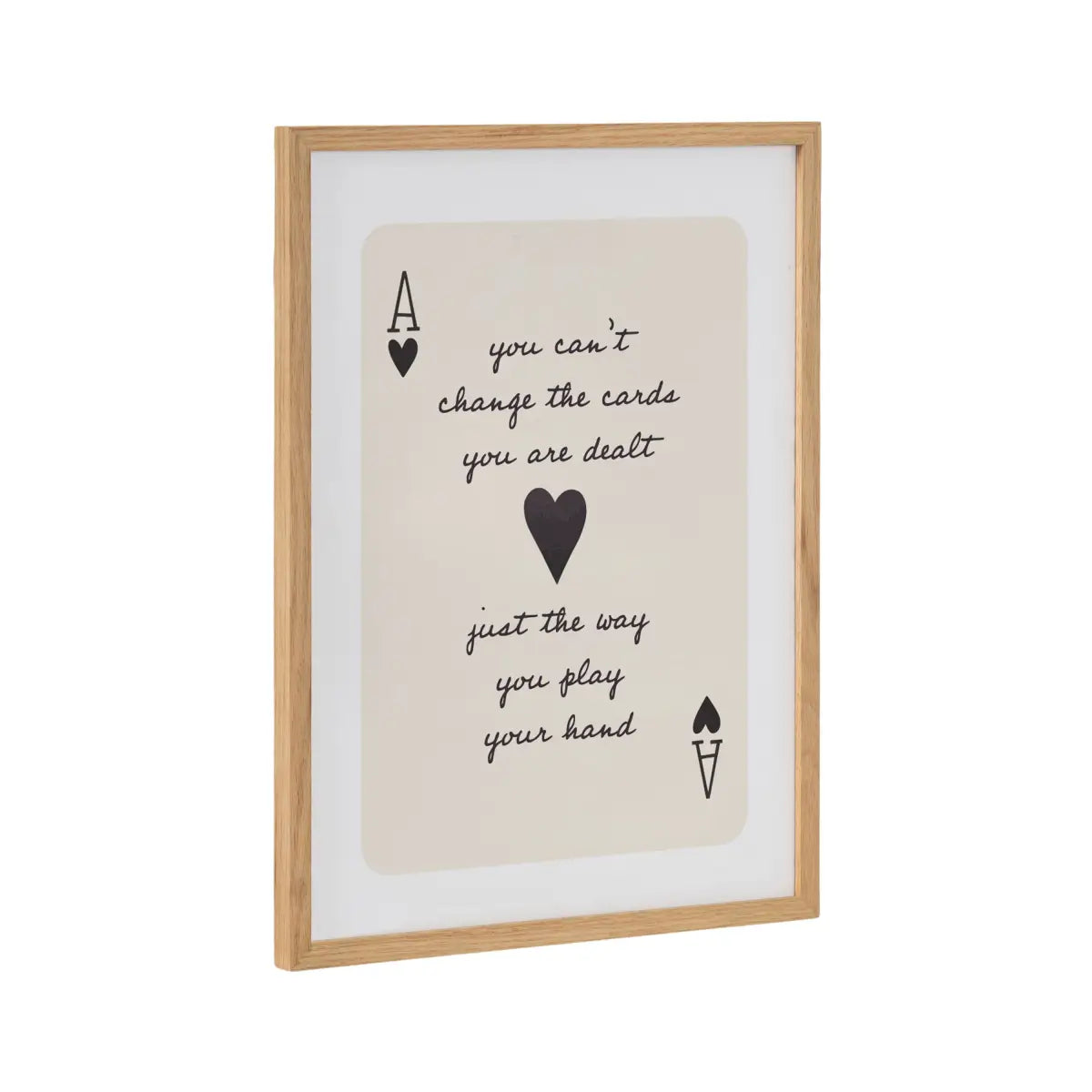 Framed Canvas Art - Ace of Heart Cards Positive Quote - Natural / 12x16 - kateandlaurel