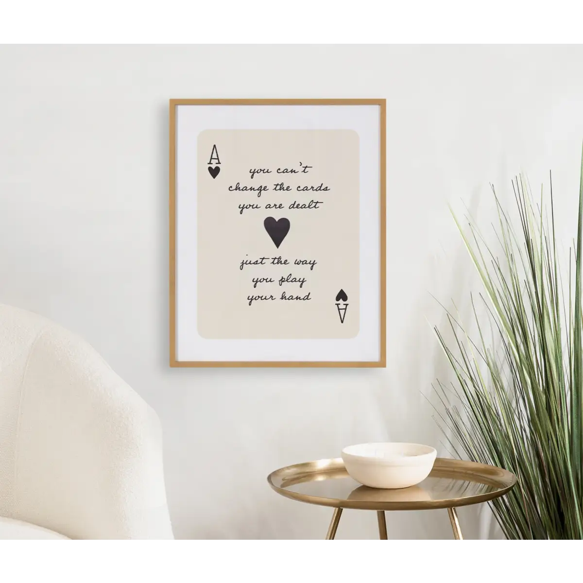 Framed Canvas Art - Ace of Heart Cards Positive Quote - kateandlaurel