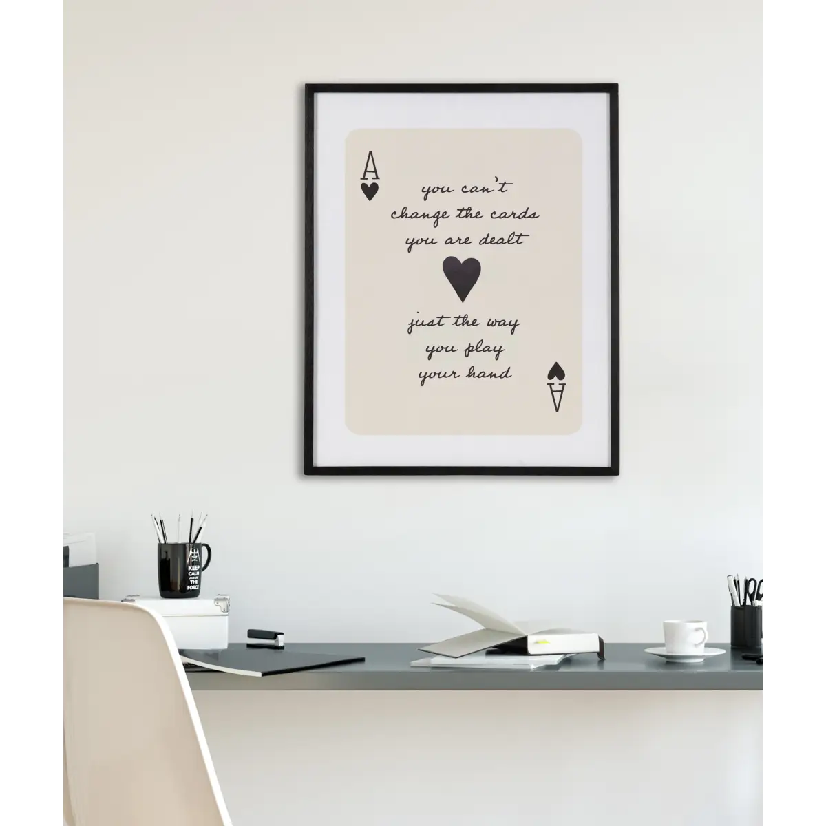 Framed Canvas Art - Ace of Heart Cards Positive Quote - kateandlaurel