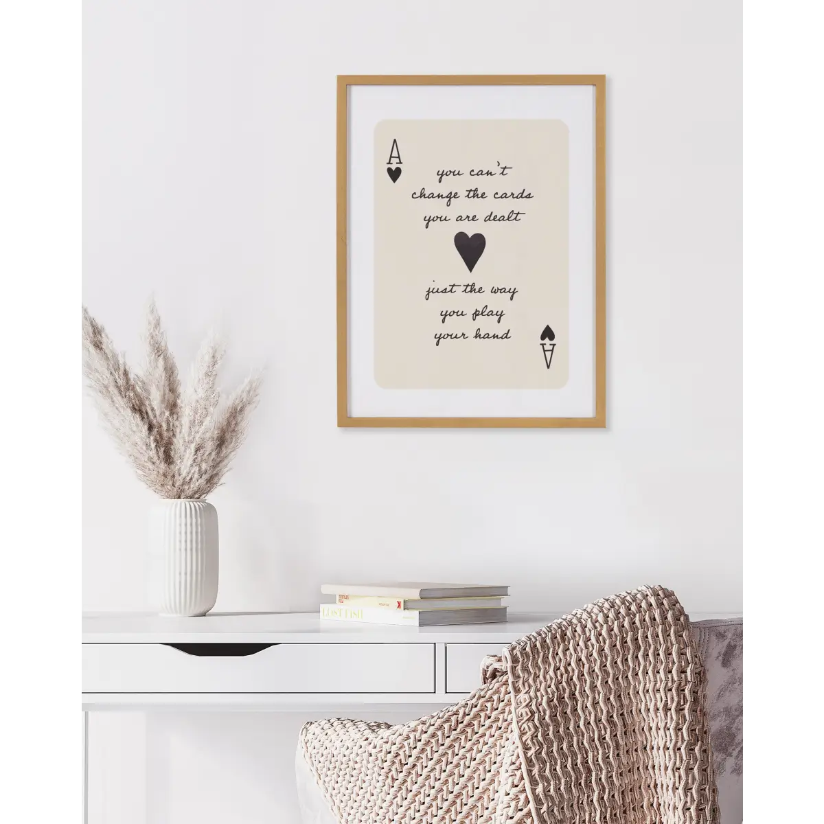 Framed Canvas Art - Ace of Heart Cards Positive Quote - kateandlaurel