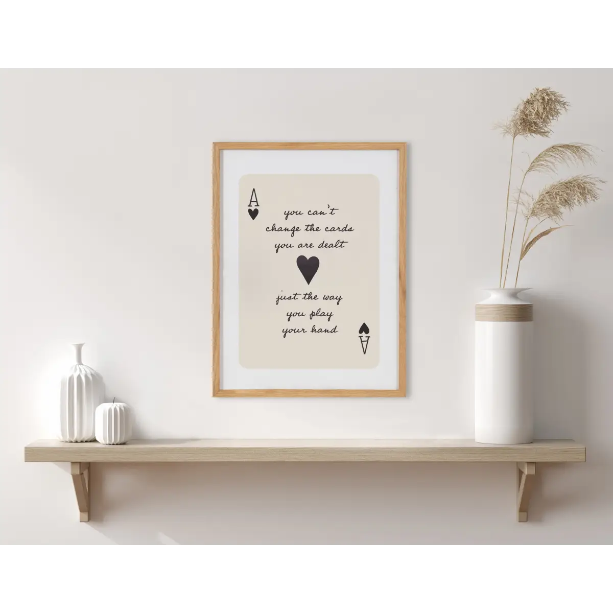 Framed Canvas Art - Ace of Heart Cards Positive Quote - kateandlaurel