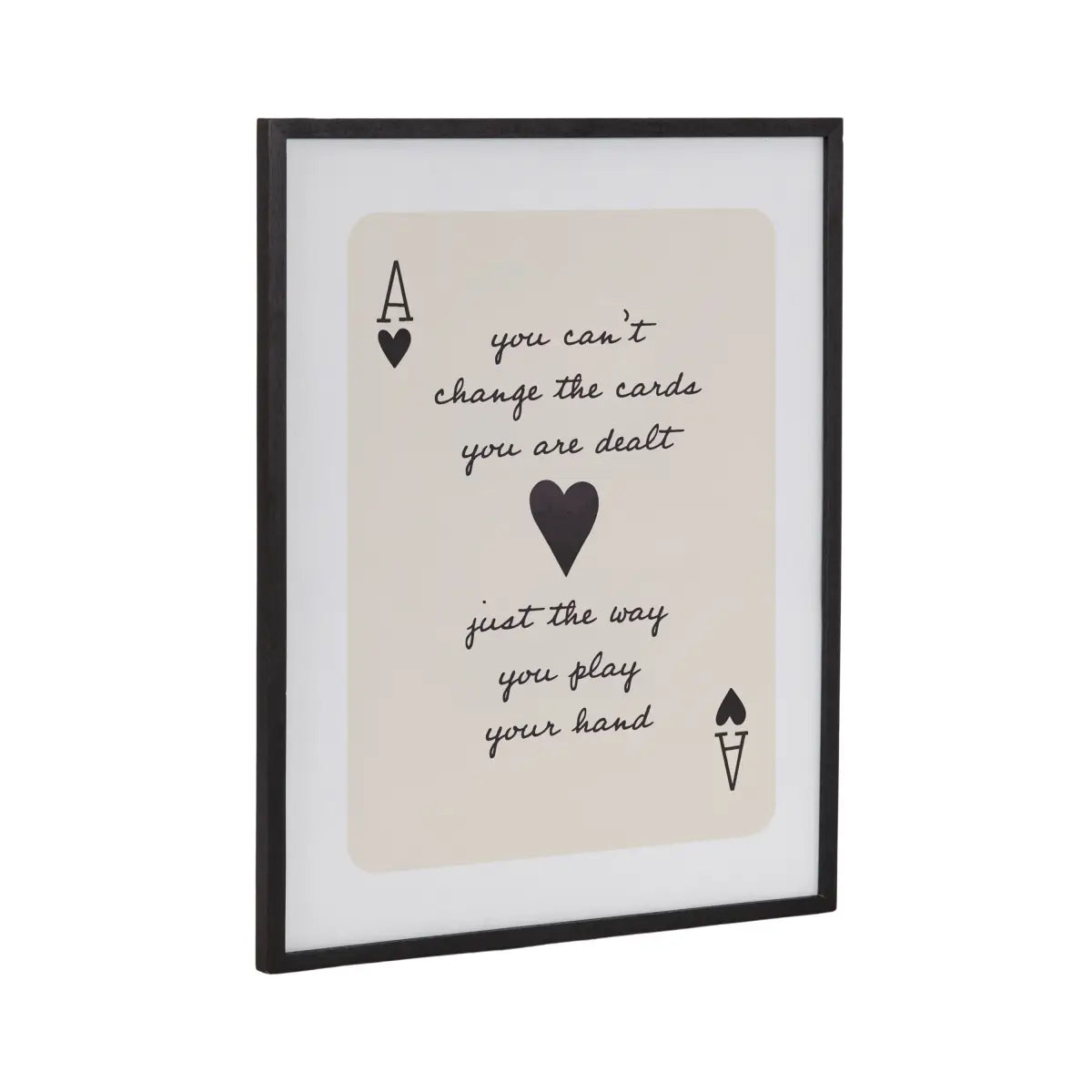 Framed Canvas Art - Ace of Heart Cards Positive Quote - Black / 16x20 - kateandlaurel