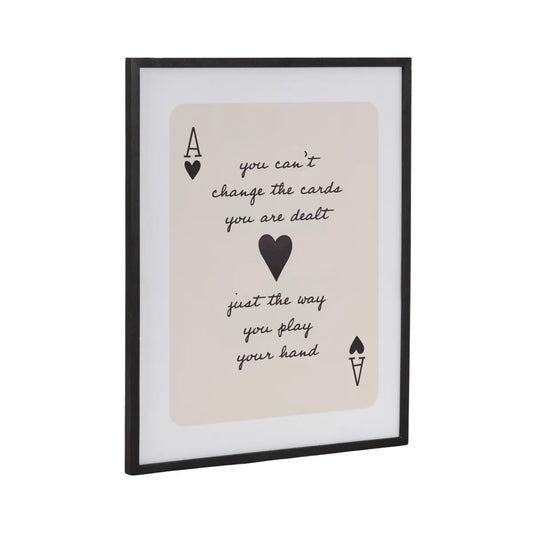 Framed Canvas Art - Ace of Heart Cards Positive Quote - Black / 16x20 - kateandlaurel