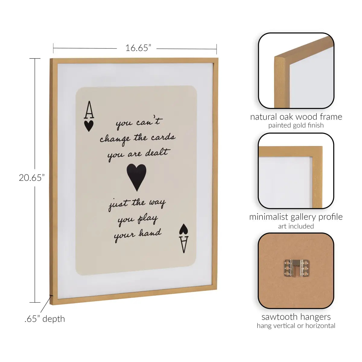 Framed Canvas Art - Ace of Heart Cards Positive Quote - kateandlaurel