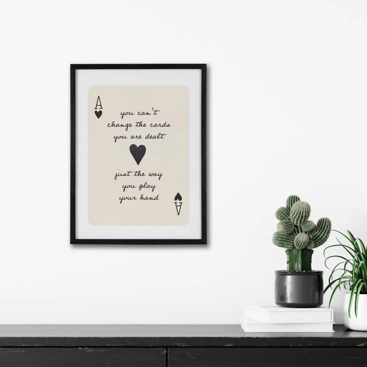Framed Canvas Art - Ace of Heart Cards Positive Quote - kateandlaurel