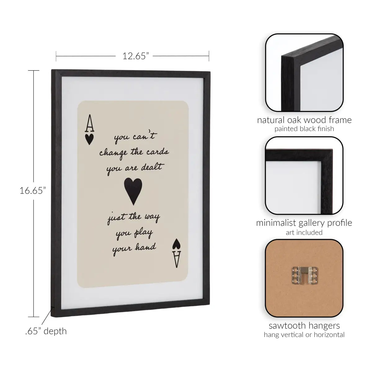 Framed Canvas Art - Ace of Heart Cards Positive Quote - kateandlaurel