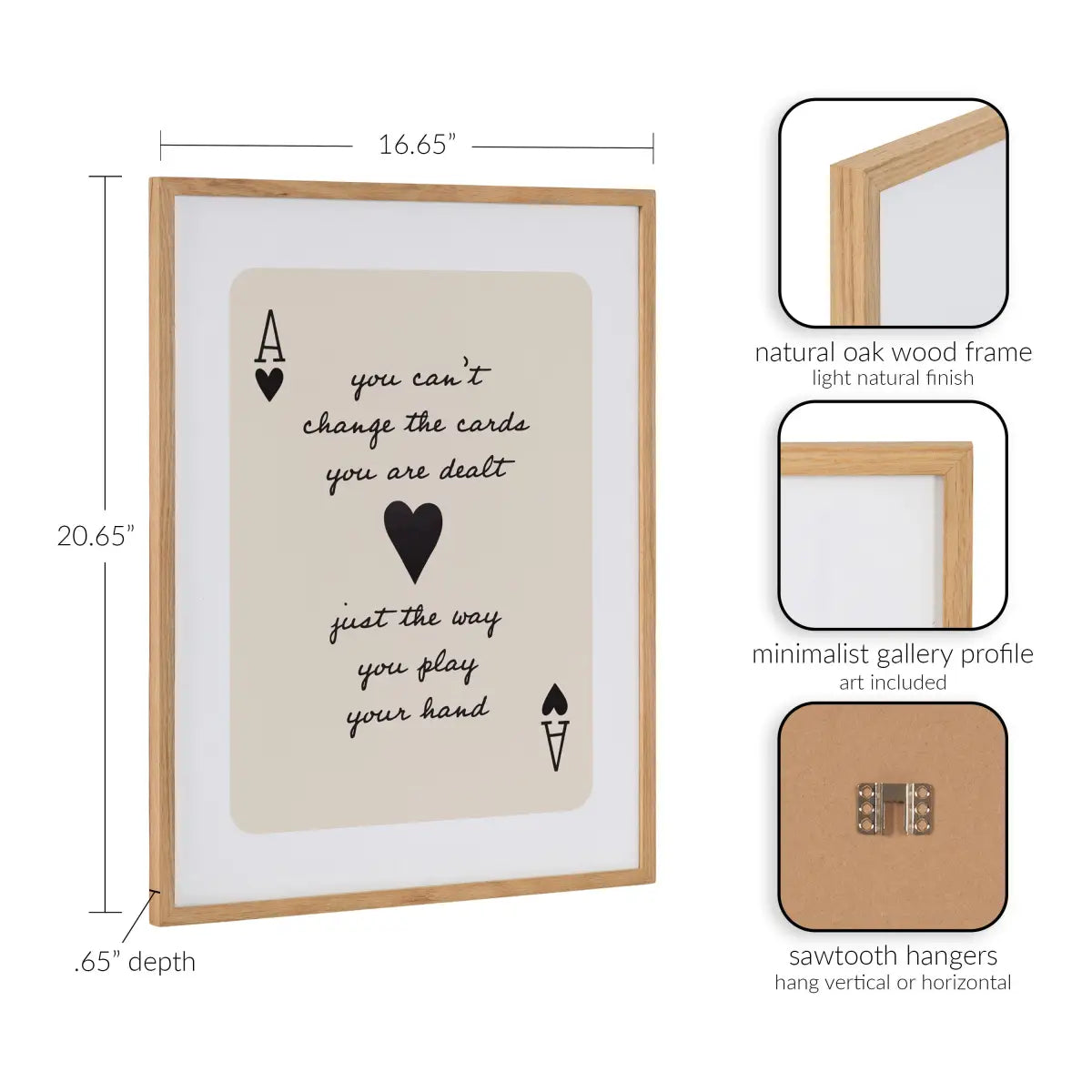Framed Canvas Art - Ace of Heart Cards Positive Quote - kateandlaurel