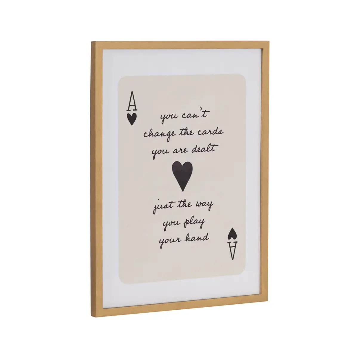 Framed Canvas Art - Ace of Heart Cards Positive Quote - Gold / 12x16 - kateandlaurel