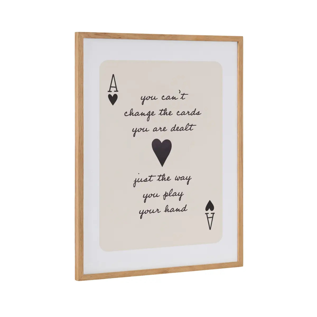 Framed Canvas Art - Ace of Heart Cards Positive Quote - Natural / 16x20 - kateandlaurel