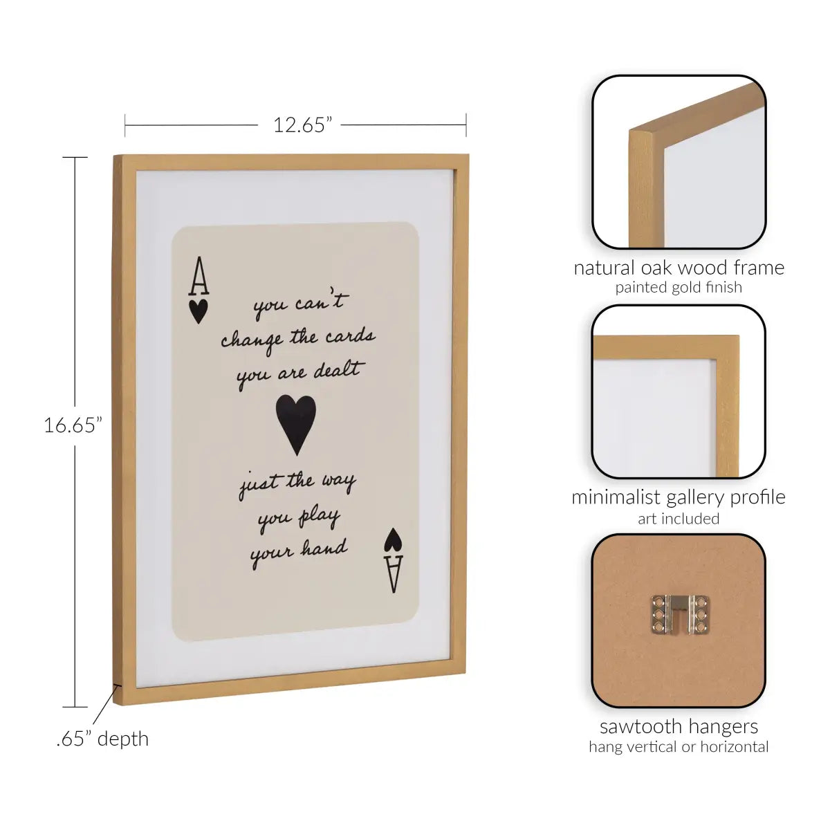 Framed Canvas Art - Ace of Heart Cards Positive Quote - kateandlaurel