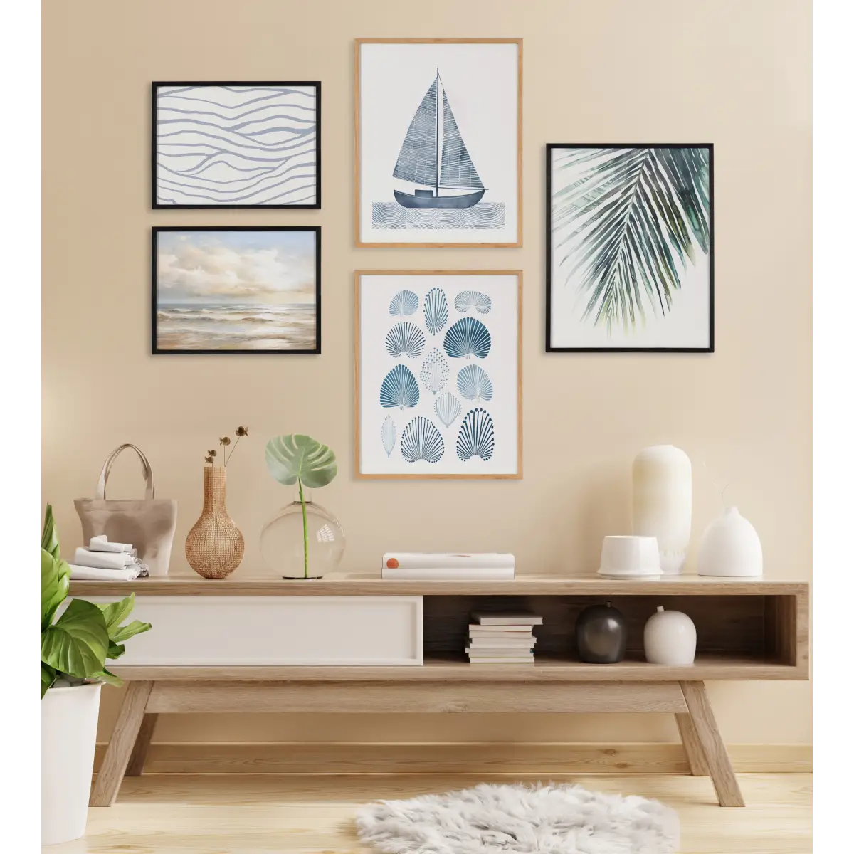 Gallery Beach Waves Sunset Cloud Landscape Print - kateandlaurel