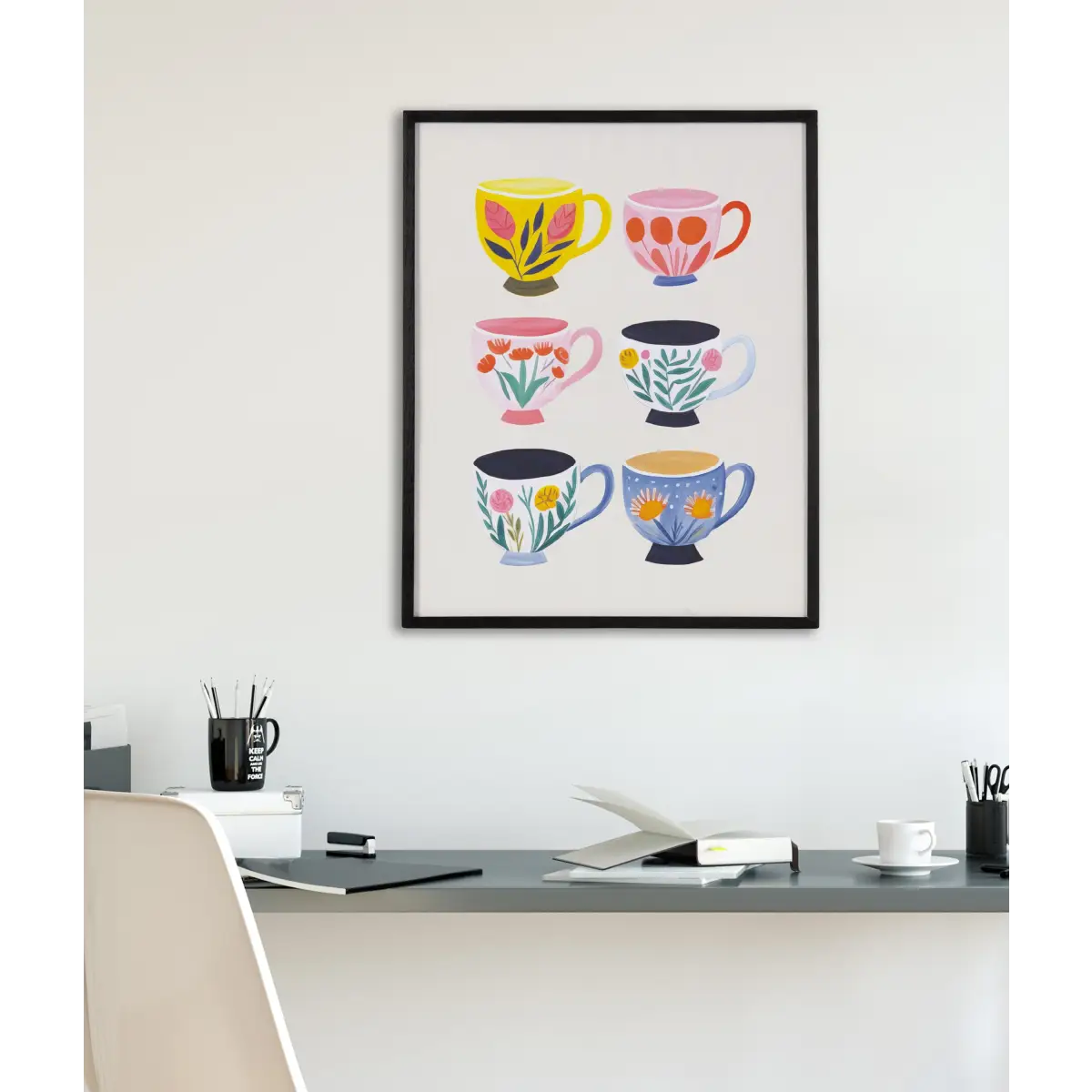 Gallery Botanical Coffee Shop Tea Cups Print - kateandlaurel