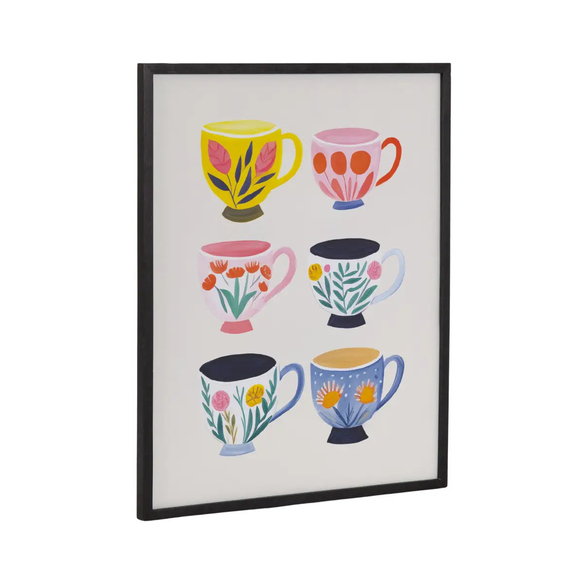 Gallery Botanical Coffee Shop Tea Cups Print - Black / 16x20 - kateandlaurel