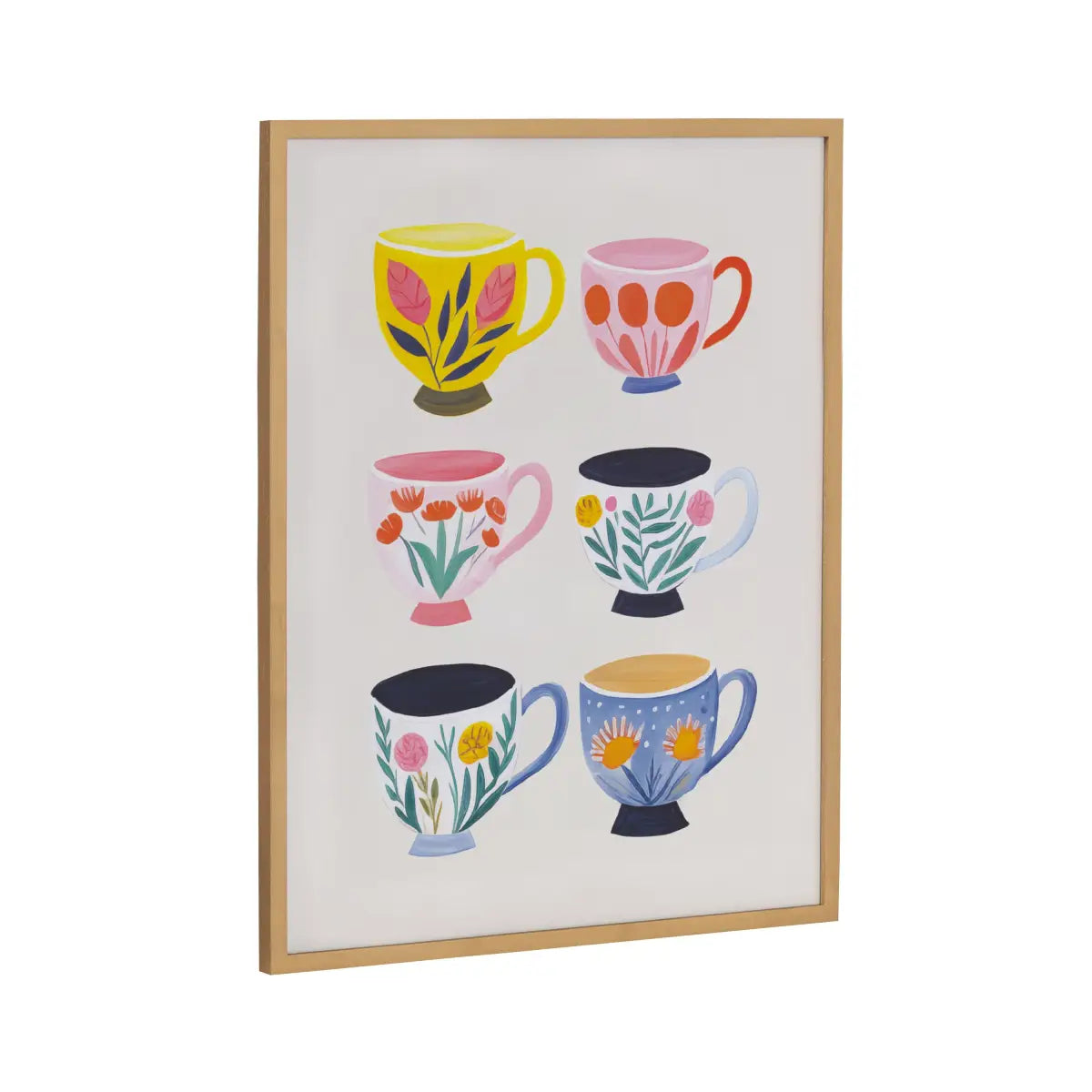 Gallery Botanical Coffee Shop Tea Cups Print - Gold / 16x20 - kateandlaurel