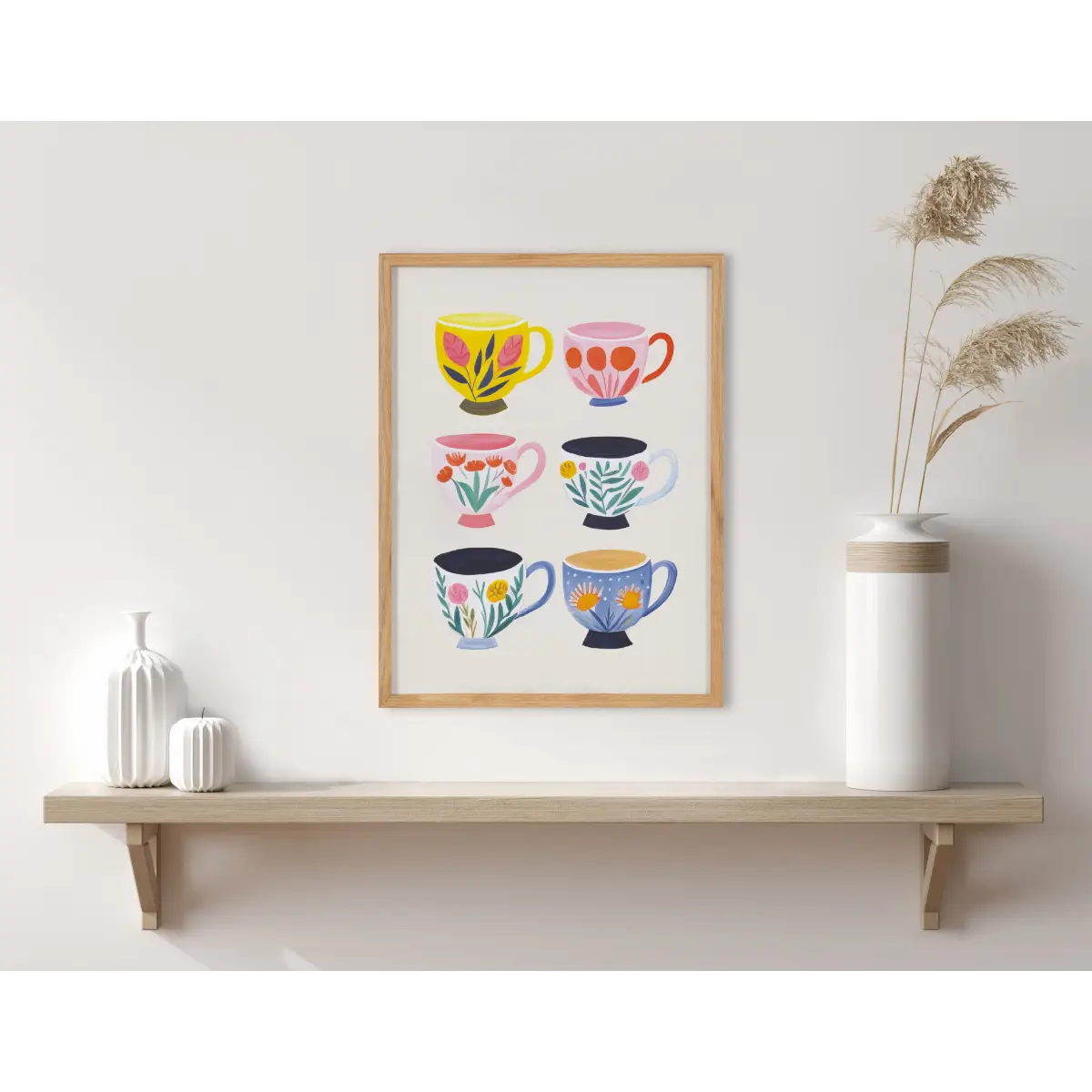 Gallery Botanical Coffee Shop Tea Cups Print - kateandlaurel