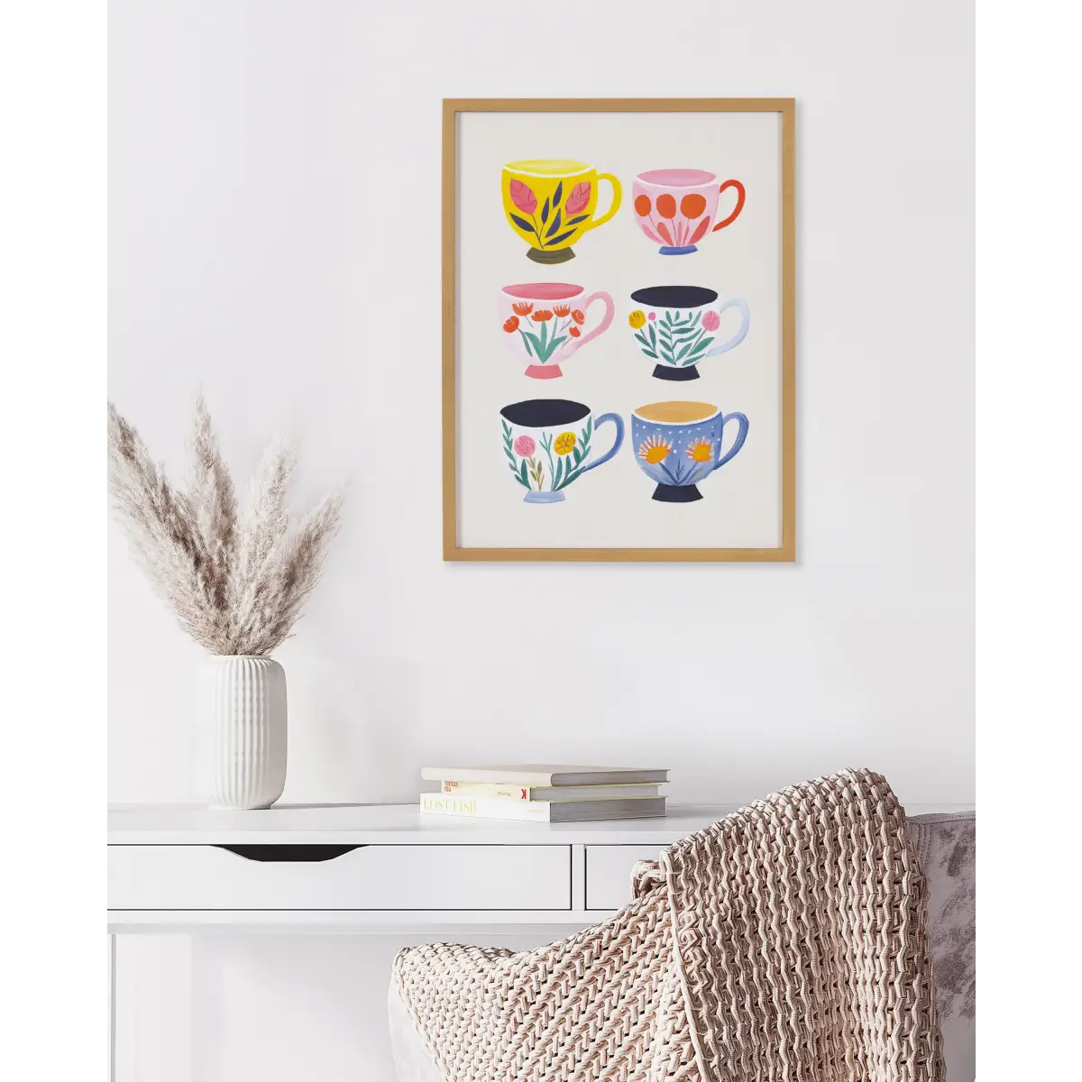 Gallery Botanical Coffee Shop Tea Cups Print - kateandlaurel