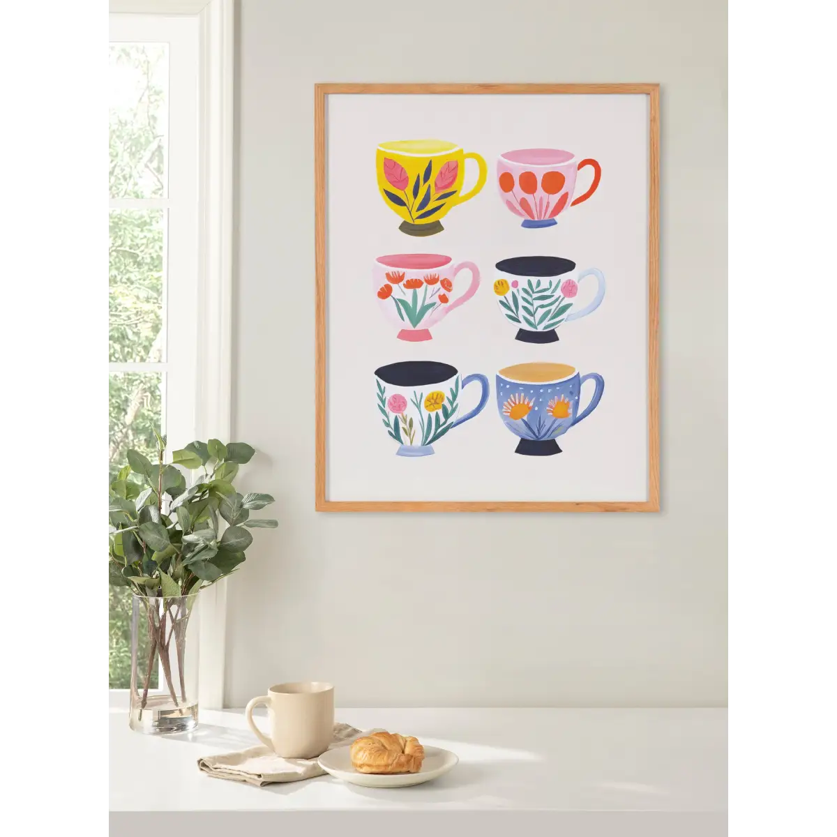 Gallery Botanical Coffee Shop Tea Cups Print - kateandlaurel
