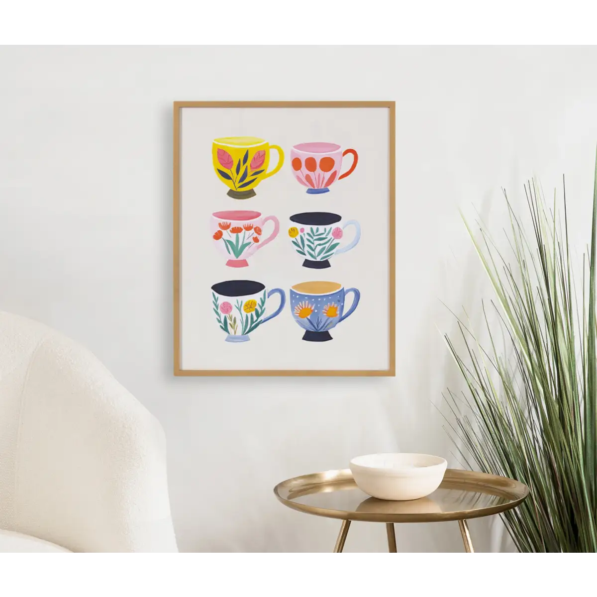 Gallery Botanical Coffee Shop Tea Cups Print - kateandlaurel