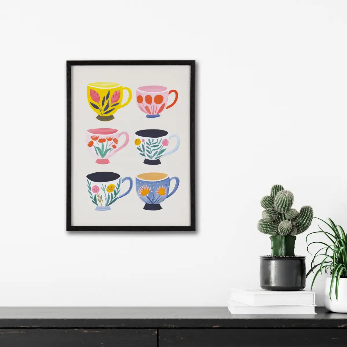 Gallery Botanical Coffee Shop Tea Cups Print - kateandlaurel