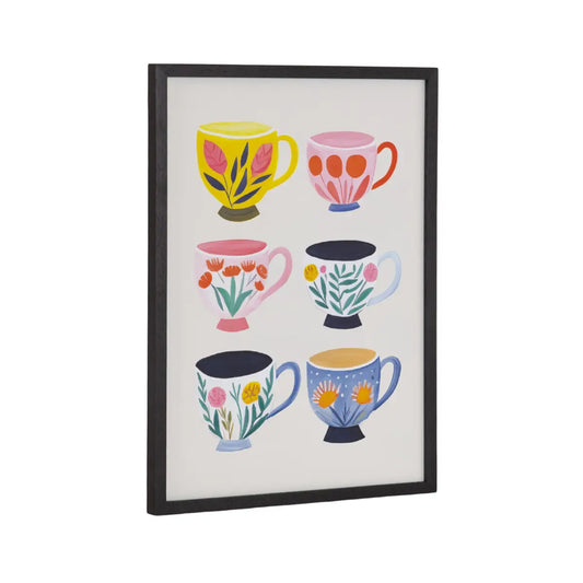 Gallery Botanical Coffee Shop Tea Cups Print - Black / 12x16 - kateandlaurel