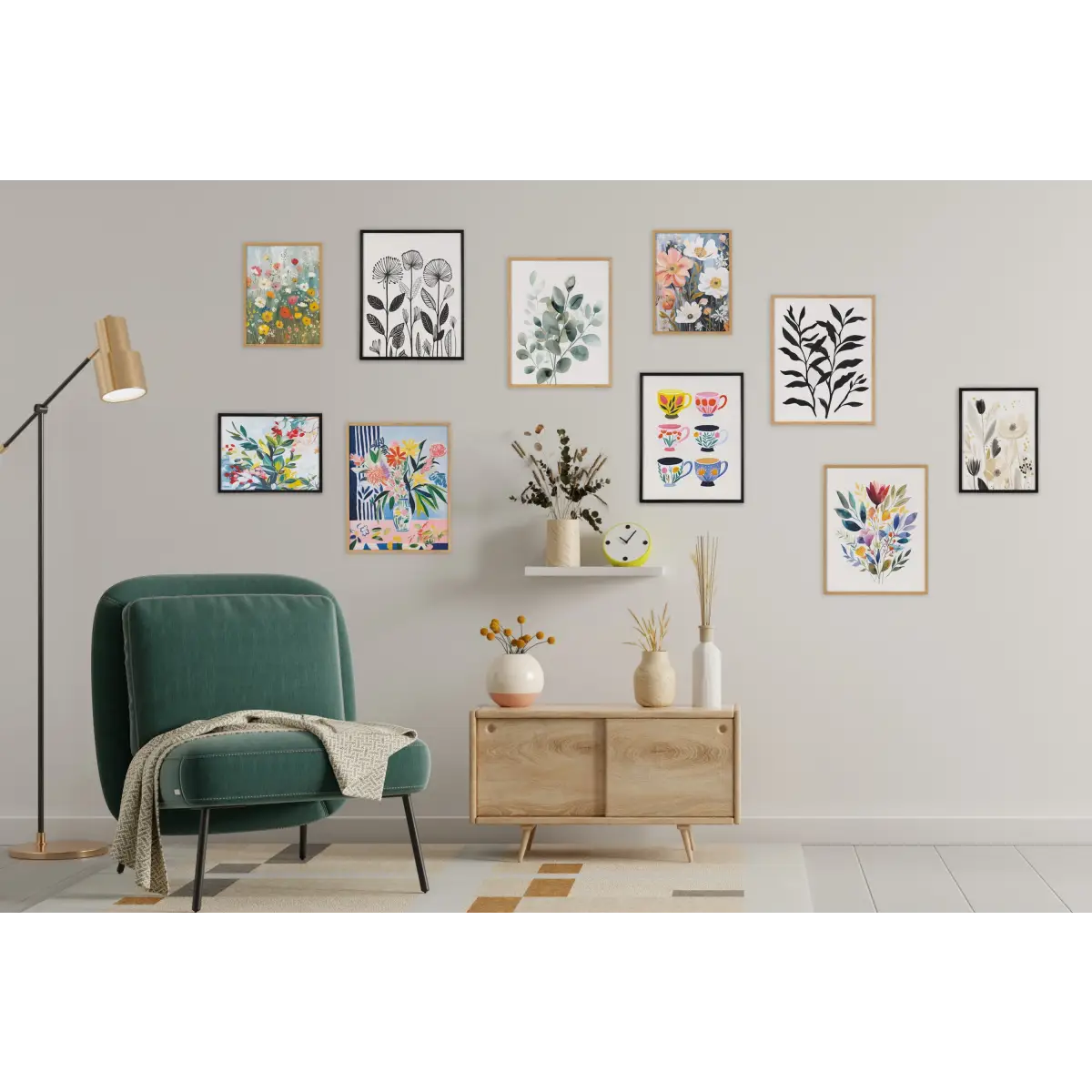 Gallery Jewel Tone Botanical Abstract Print - kateandlaurel