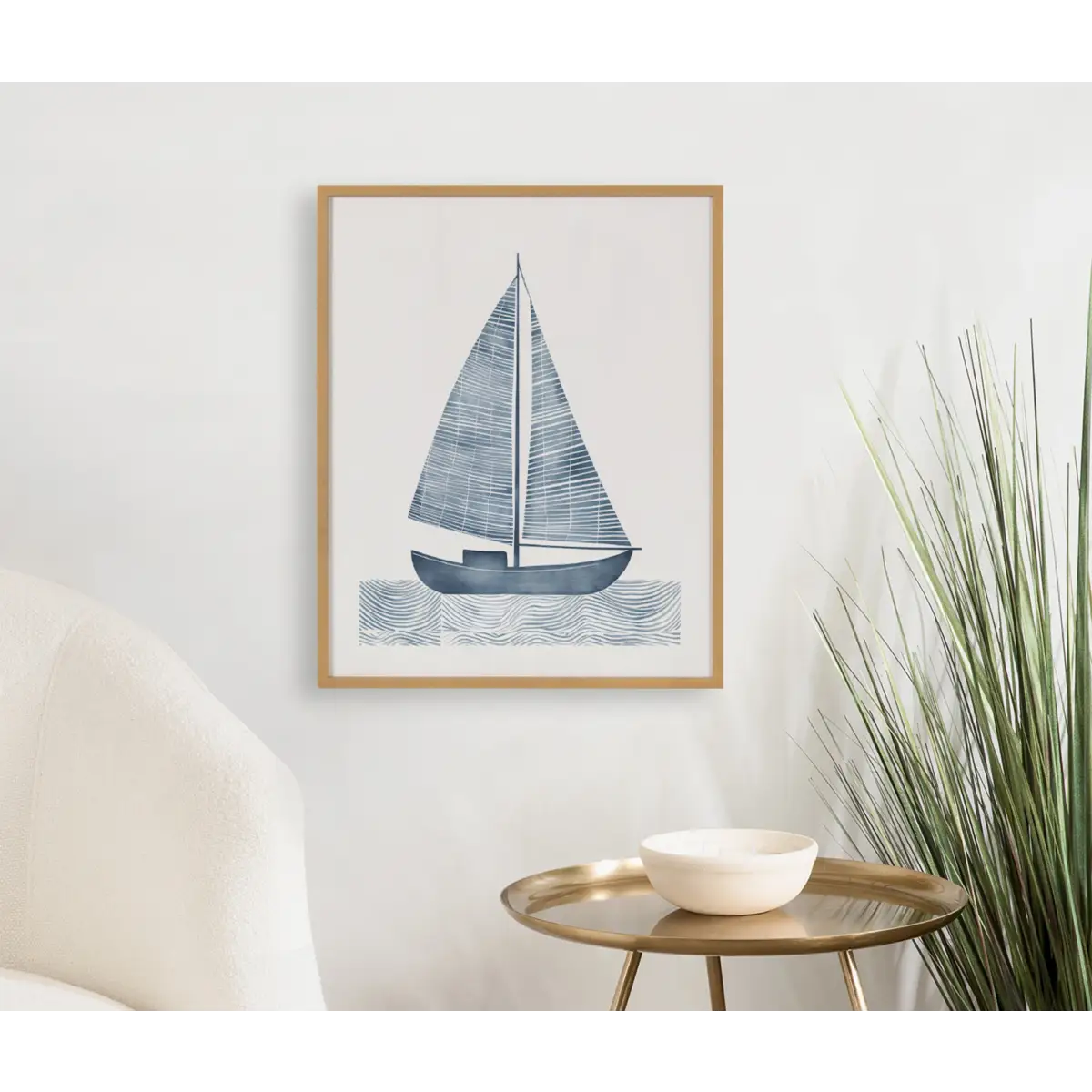 Gallery Nautical Blue Sailboat Print - kateandlaurel