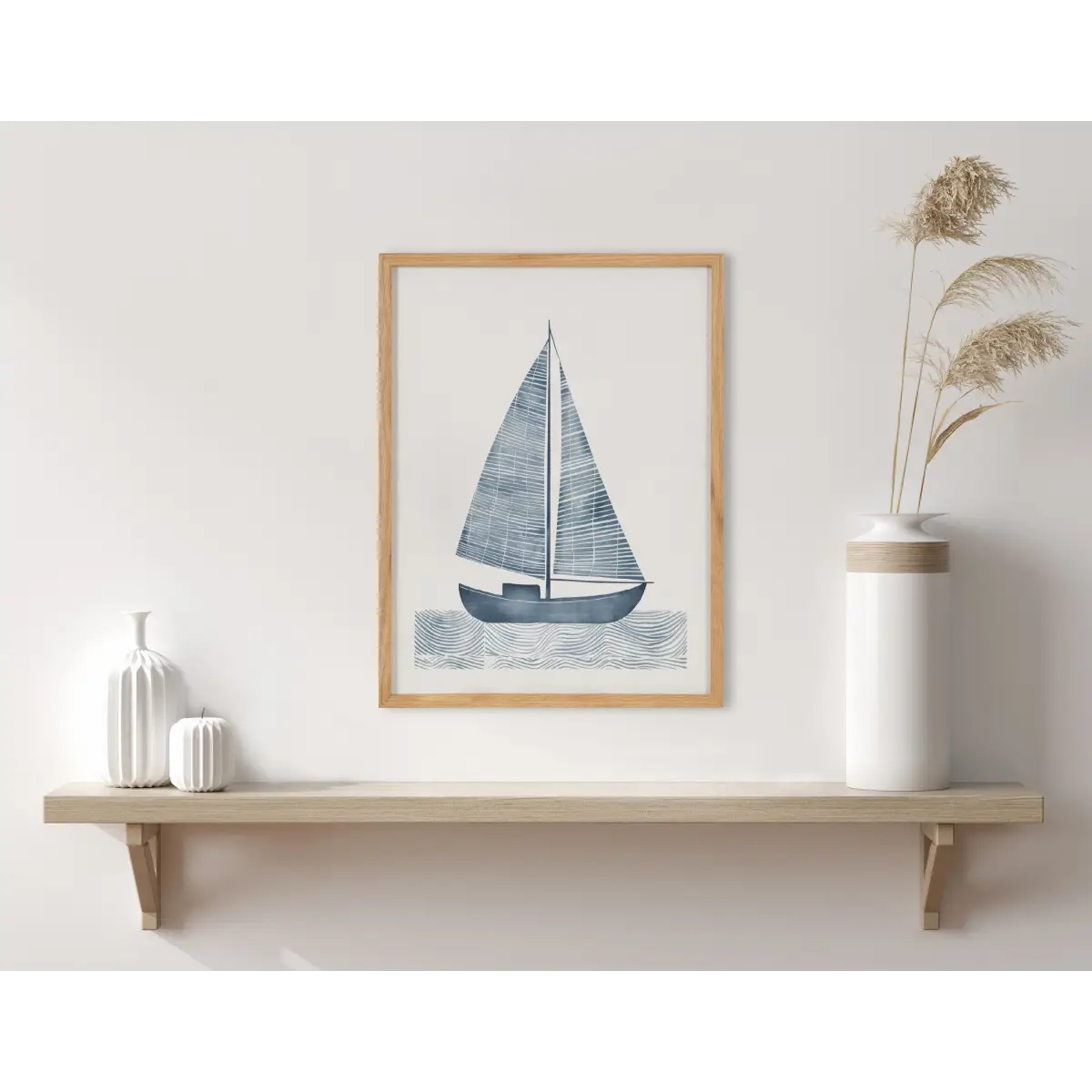 Gallery Nautical Blue Sailboat Print - kateandlaurel