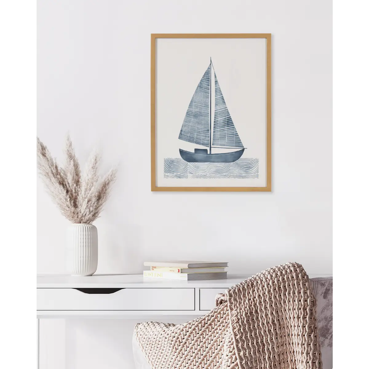 Gallery Nautical Blue Sailboat Print - kateandlaurel