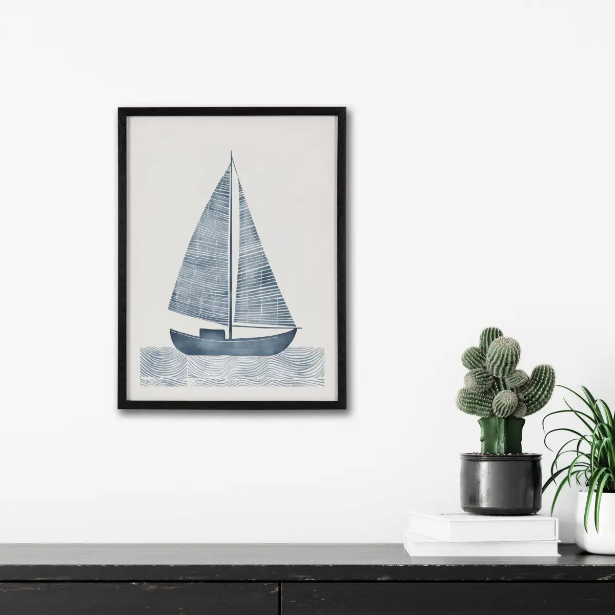 Gallery Nautical Blue Sailboat Print - kateandlaurel