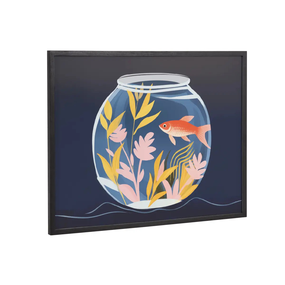 Gallery Pet Goldfish Cute Botanicals Fish Tank Print - Black / 20x16 - kateandlaurel
