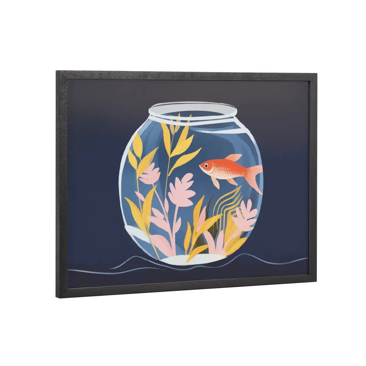 Gallery Pet Goldfish Cute Botanicals Fish Tank Print - Black / 16x12 - kateandlaurel