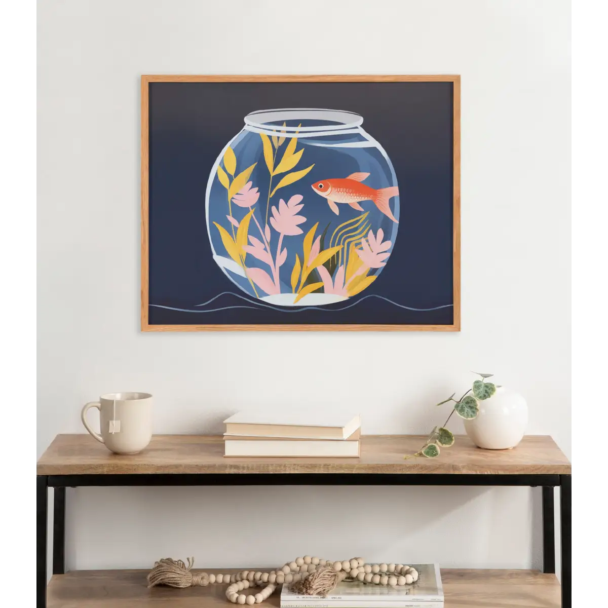 Gallery Pet Goldfish Cute Botanicals Fish Tank Print - kateandlaurel