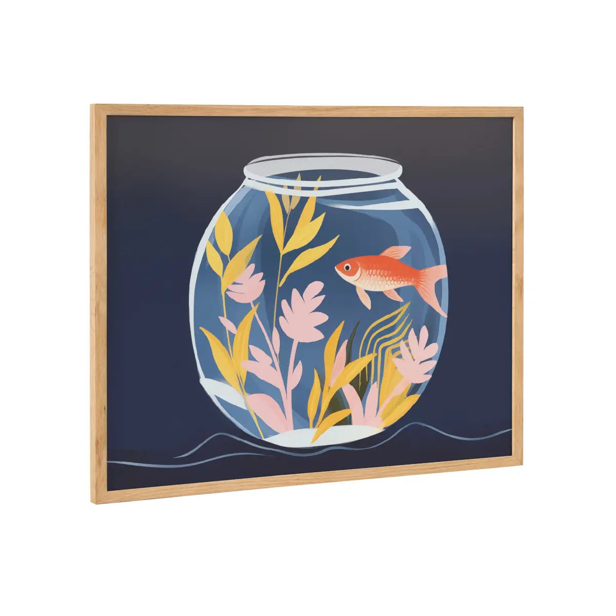 Gallery Pet Goldfish Cute Botanicals Fish Tank Print - Natural / 20x16 - kateandlaurel