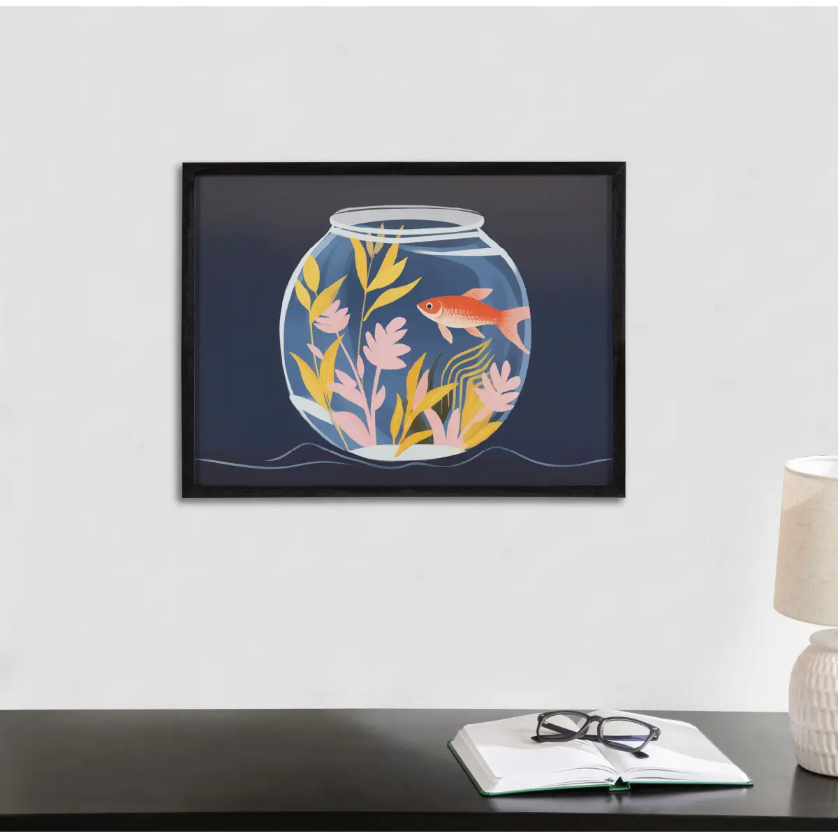 Gallery Pet Goldfish Cute Botanicals Fish Tank Print - kateandlaurel