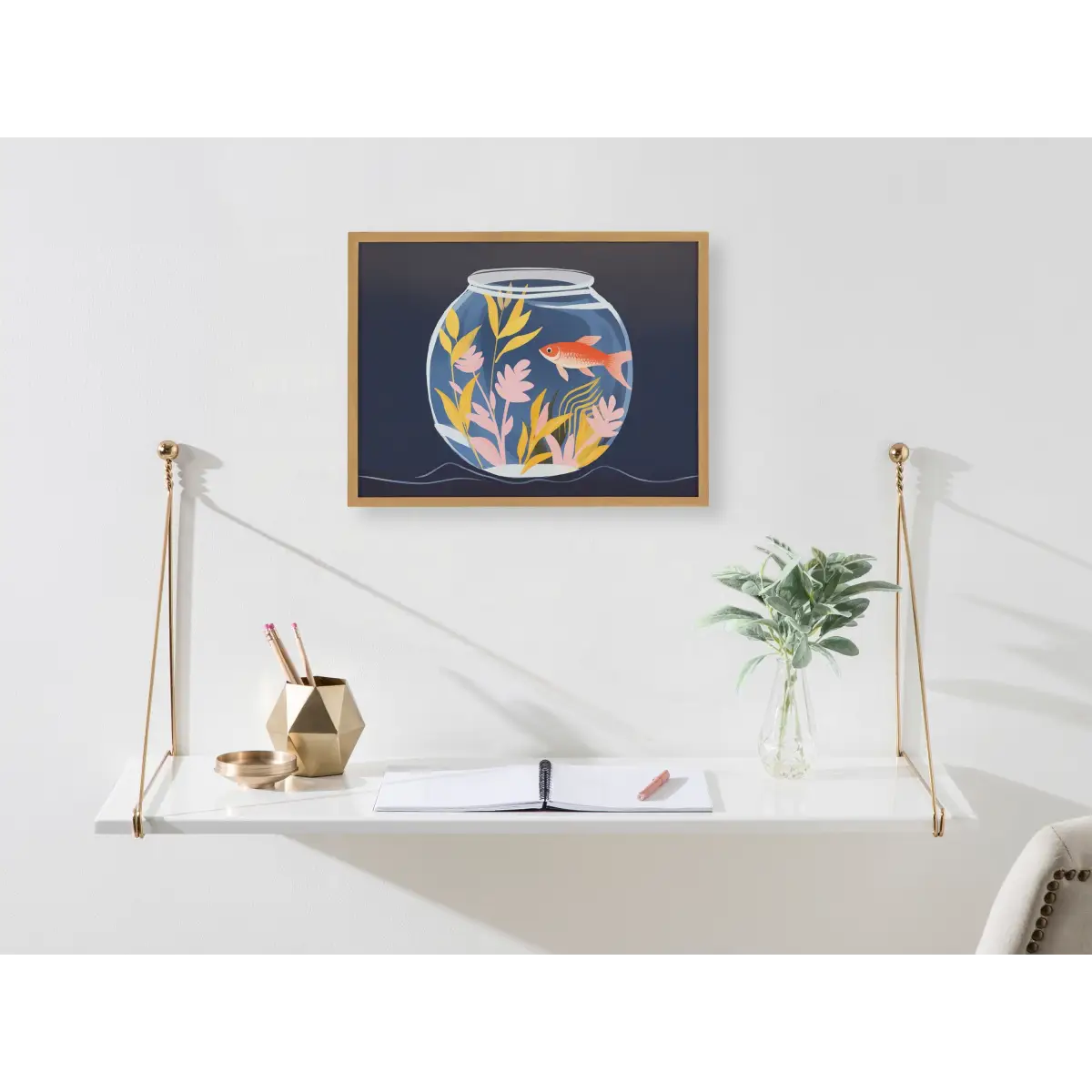 Gallery Pet Goldfish Cute Botanicals Fish Tank Print - kateandlaurel